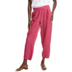 Eileen Fisher 100% Linen Organic Lantern Pants Tapered Ankle Pink XL